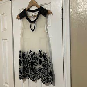 Sheer black and cream blouse size large